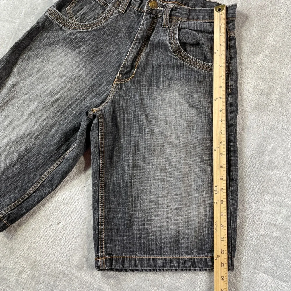 Vintage Stylo DNM Engineering Denim Shorts Mens 32 Black Gray Distressed 90s Y2K - Picture 4 of 7